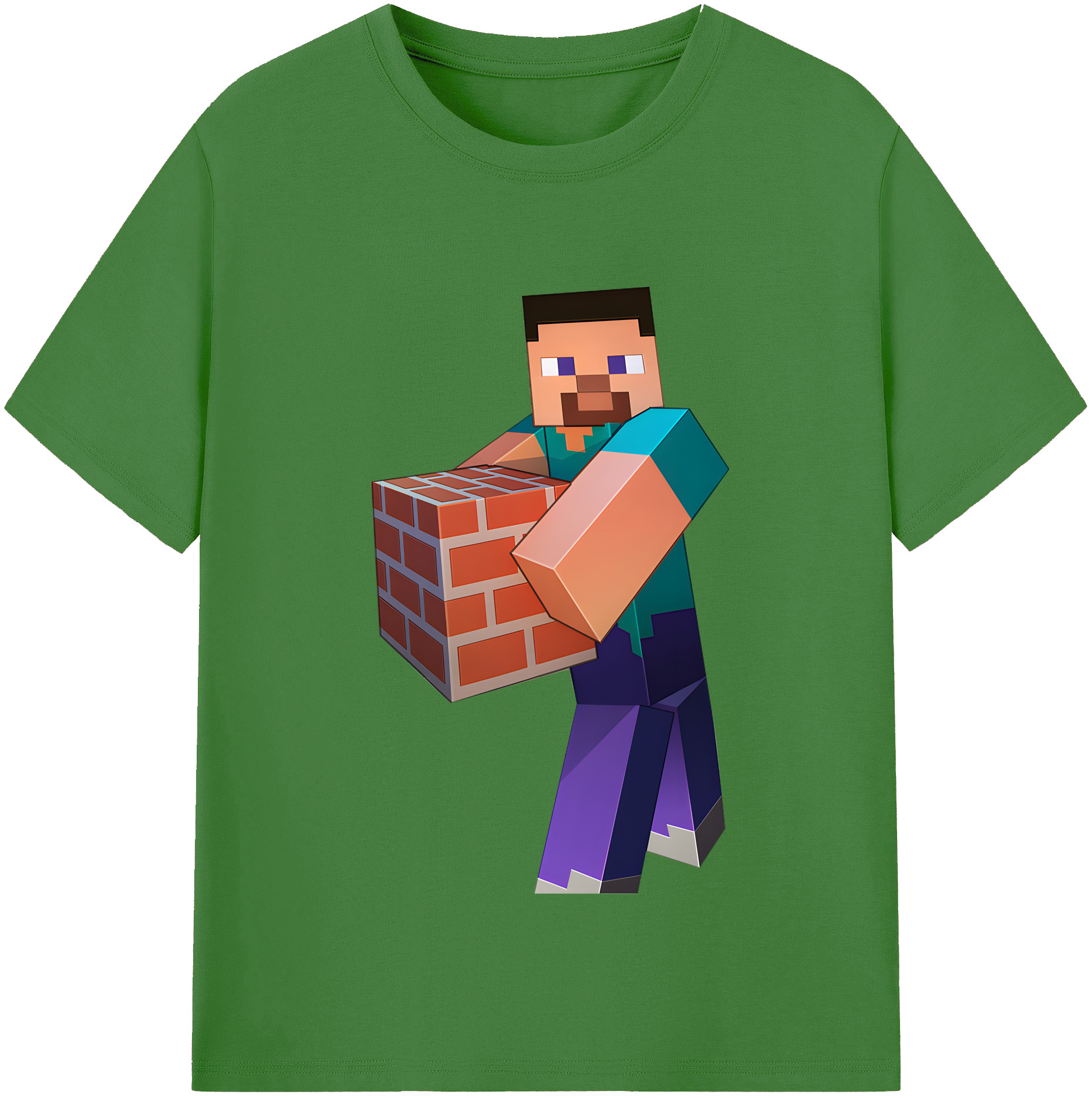 （画像用） マインクラフト ブロックの世界 Minecraft MC Block world レディースカジュアルプリントTシャツ（綿100％）